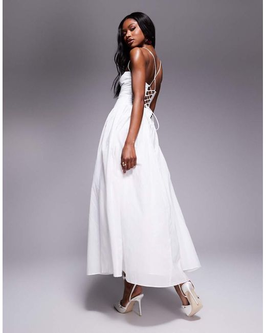 Bardot White Tie Back Corset Maxi Dress