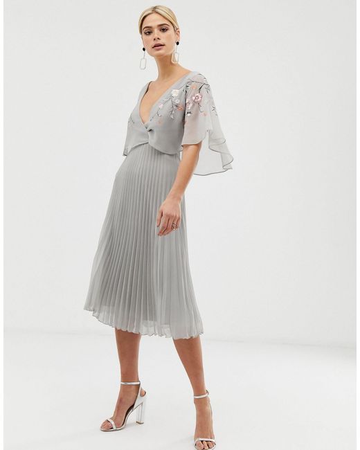 asos design flutter sleeve midi dress