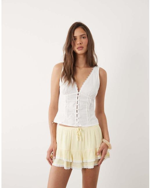 Motel Natural Yasu Crinkle Lace Mini Skirt