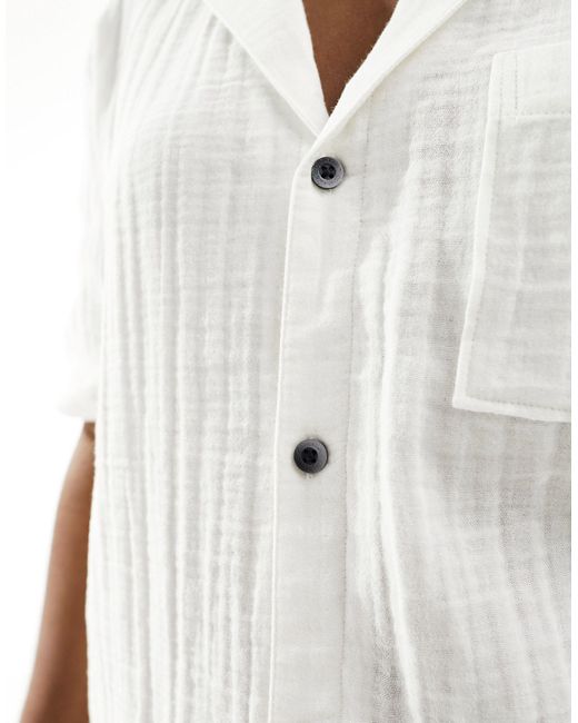 Calvin Klein White Textured Cotton Button Down Shirt
