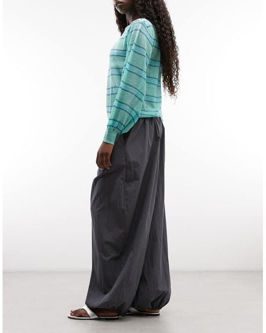 ASOS Gray Cotton Nylon Blend Pull On Balloon Trousers