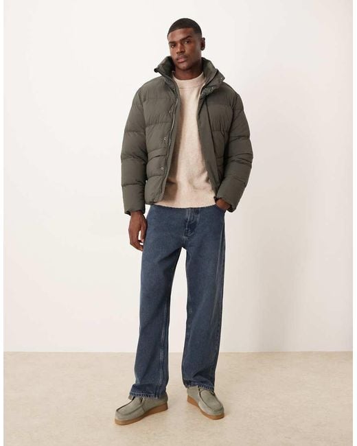 Mango Gray High Neck Water Repellent Puffer Jacket With Built for men