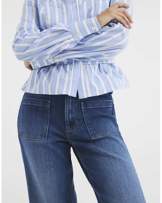 River Island Blue High Rise Relaxed Flare Jeans