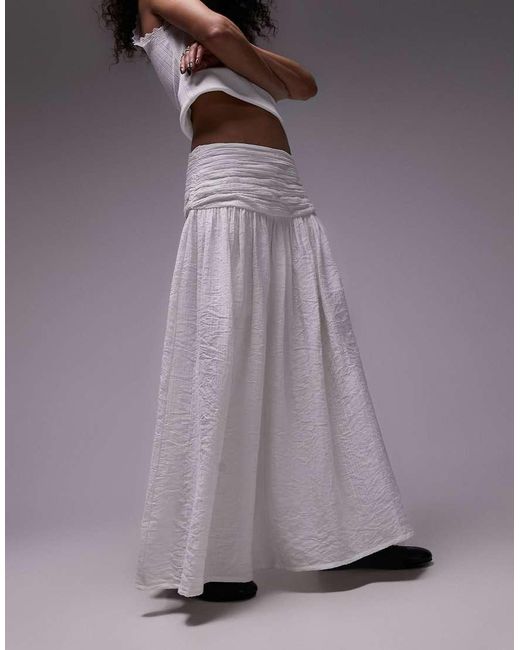 TOPSHOP Gray Ruch Waistband Full Hem Maxi Skirt