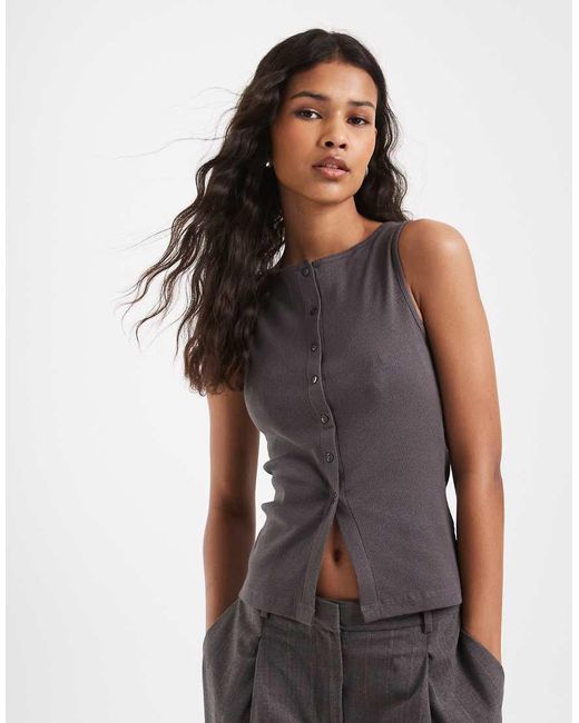 Brave Soul Gray Button Down Vest