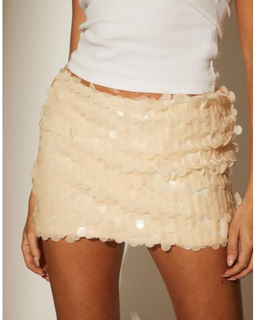 South Beach Natural Sequin Mini Skirt
