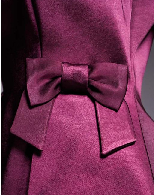 River Island Purple Bow Detailed Peplum Top