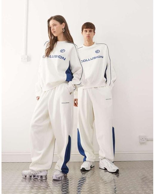 Collusion White Unisex Boxy Football Sweatshirt