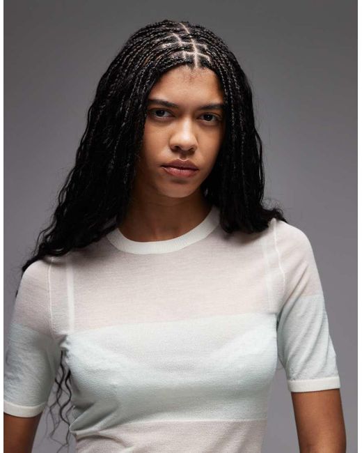 & Other Stories Gray Crew Neck Thin Knitted T-shirt