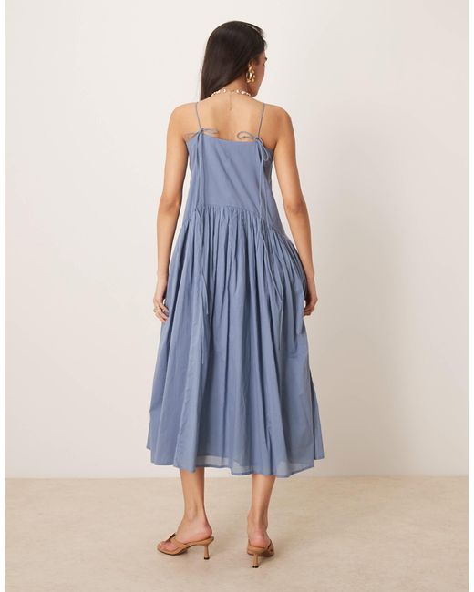 ASOS Blue Dropped Waist Midi Dress
