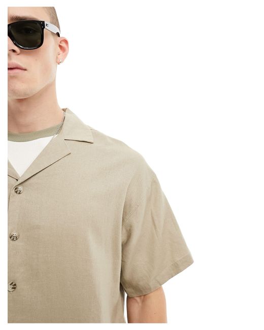 ADPT White Oversized Linen Mix Revere Collar Shirt for men