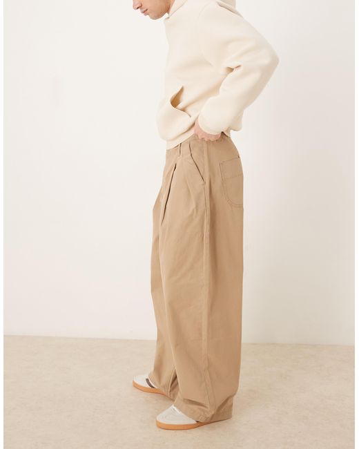 ASOS – weite oversize-chinohose in Natural für Herren