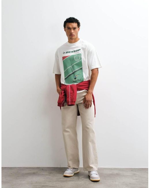 ASOS White Oversized Tee With Dunlop Tennis Print for men