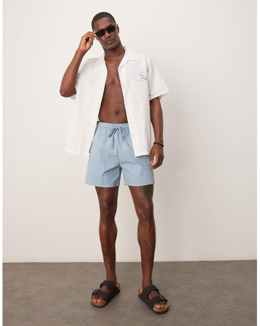 Abercrombie & Fitch Blue Relaxed Short With Contrast Side Stripe for men