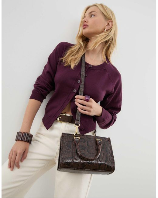 Stradivarius Brown – umhängetasche mit tierfellmuster