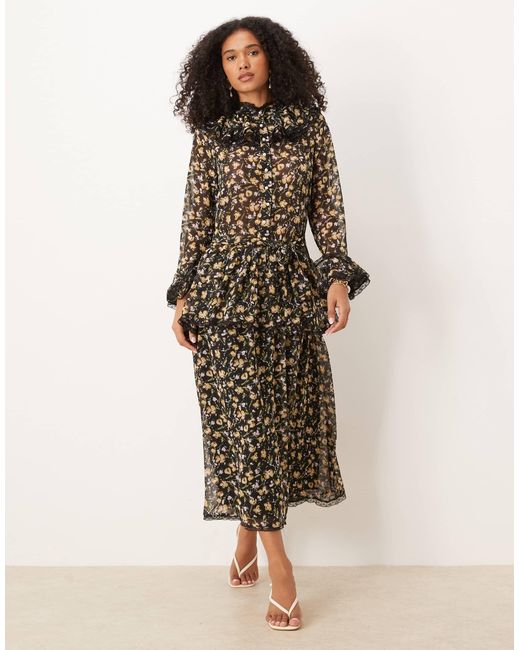 Sister Jane Natural Windswept Chiffon Maxi Dress