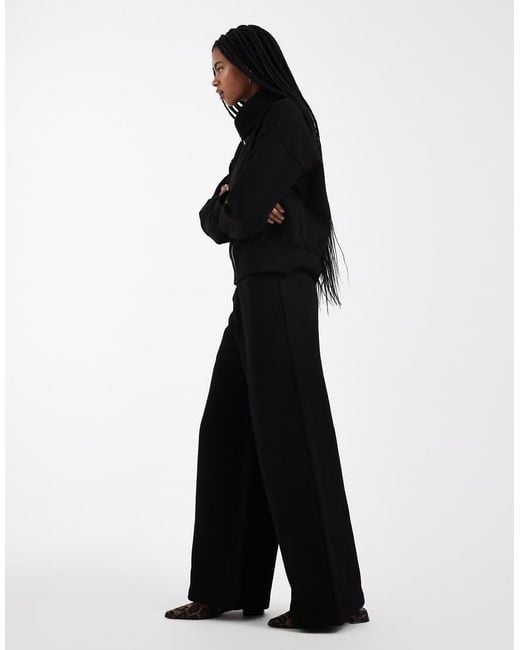 Miss Selfridge Black Premium Wide Leg Sweatpants