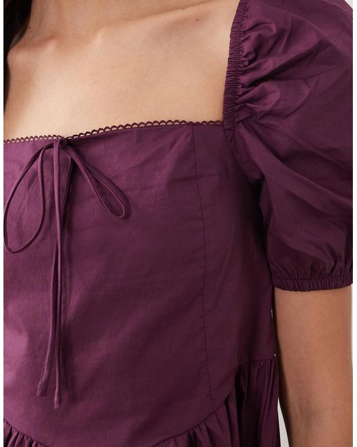 Glamorous Purple Square Neck Puff Sleeve Midaxi Dress
