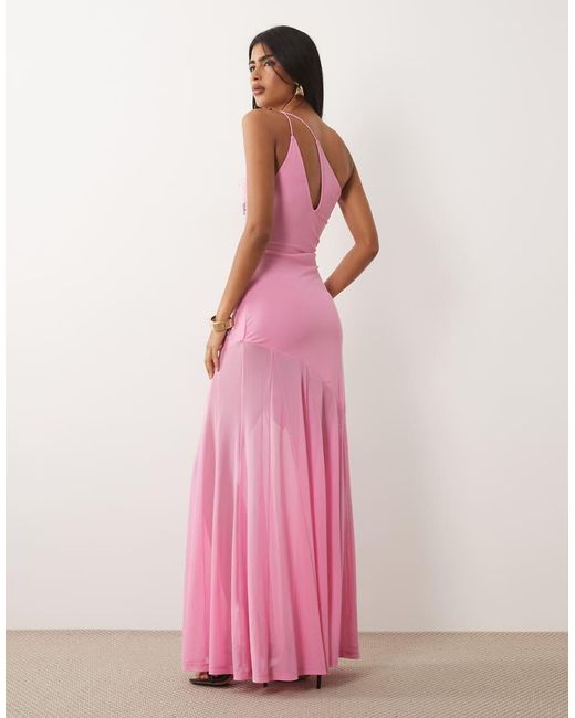 ASOS Pink One Shoulder Embellished Maxi Dress