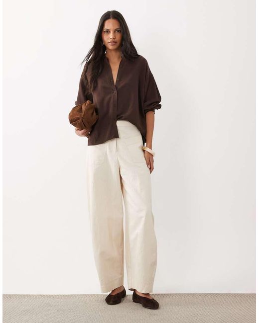 ASOS Brown Oversized Linen Look Shirt