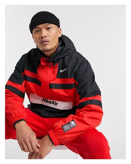 Nike Air Half-zip Overhead Woven Jacket in Red for Men | Lyst