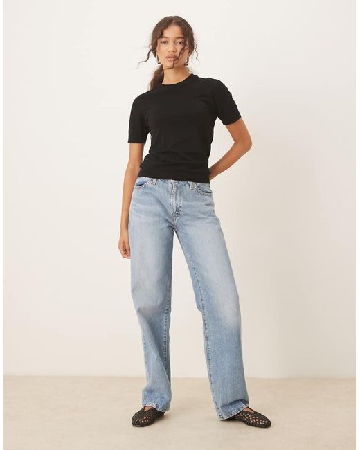 Top A Maniche Corte di Mango in Black