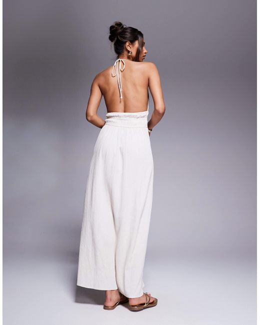 River Island Purple – gesmoktes neckholder-maxikleid