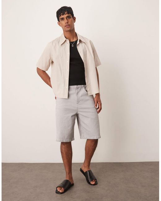ASOS – länger geschnittene denim-jorts in Natural für Herren