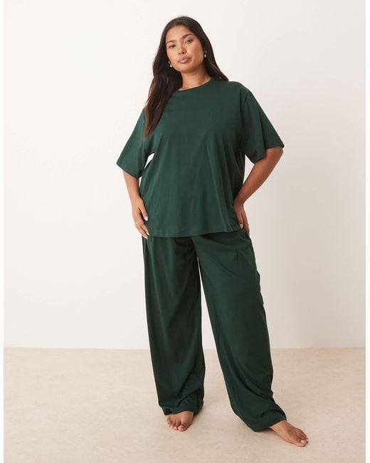 ASOS Green Asos Design Curve Mix & Match Cotton Pajama Pants