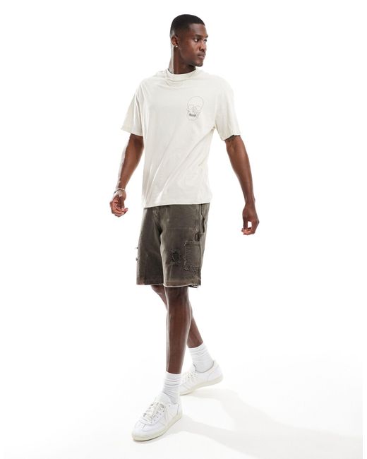 Originals - t-shirt oversize con stampa con teschio sul retro, colore di Jack & Jones in White da Uomo