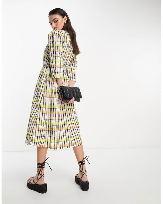 Object Natural Smock Midi Dress