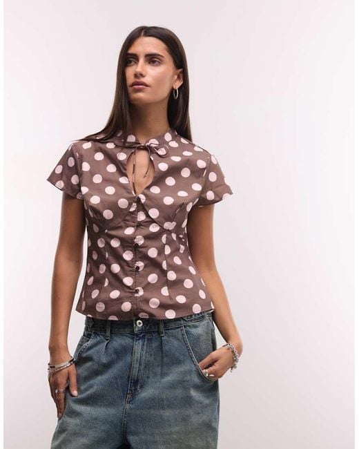 Collusion Red Keyhole Fitted Shirt