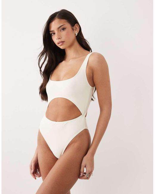 South Beach White Essential Cut Out Swimsuit