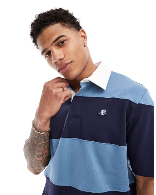 Ben Sherman Blue Short Sleeve Relaxed Fit Rugby for men