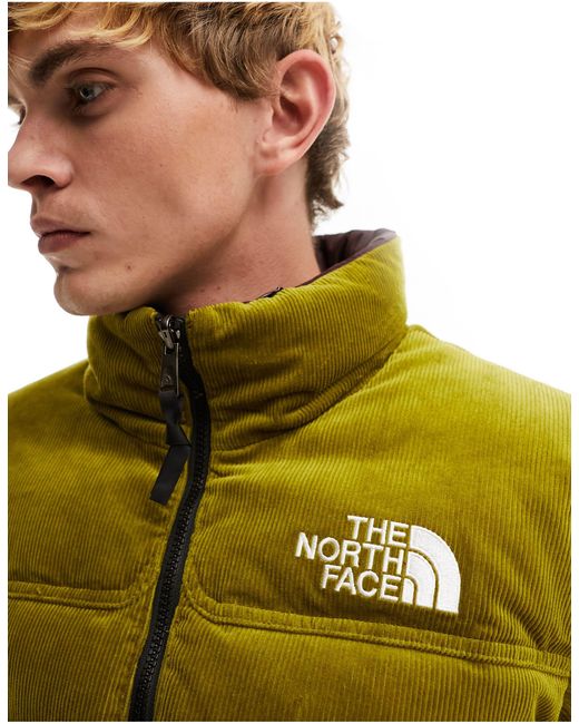 The North Face – nuptse 92 – wendbare daunen-pufferjacke aus cord in Metallic für Herren