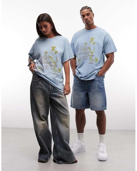 Reclaimed Vintage Blue Unisex Graphic Tee