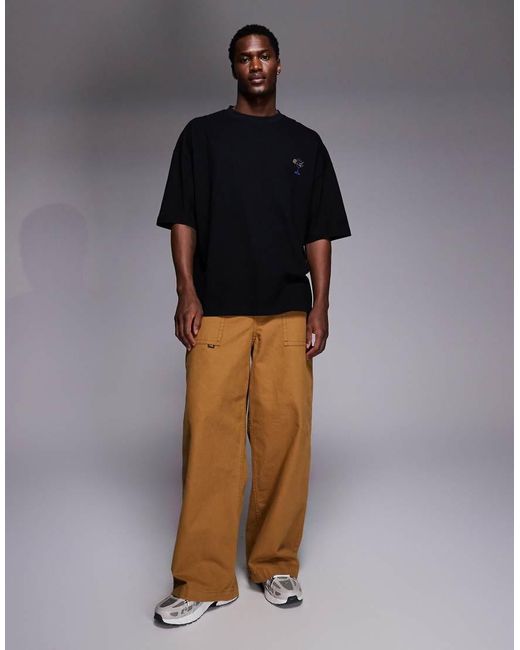 ASOS Black Oversized T-shirt With Chest Embroidery for men