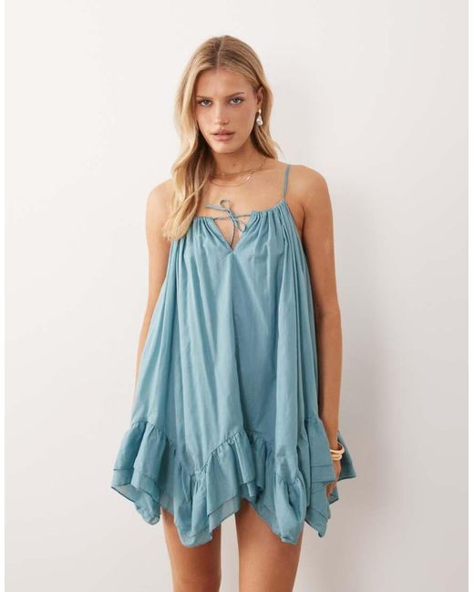 Iisla & Bird Blue Hanky Hem Mini Dress