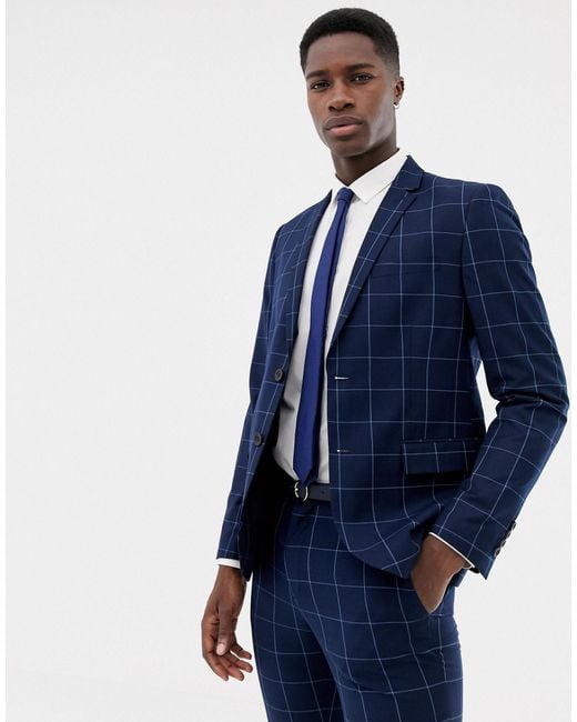 Blue check 2025 suit jacket