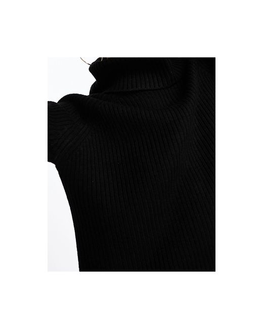 French Connection Black Ribbed Mini Knitted Dress