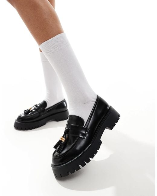 SEQWL Black Chunky Tassel Loafers