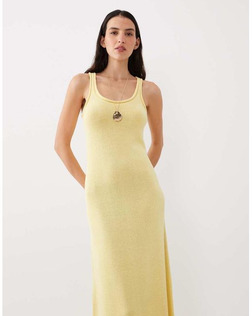 ASOS Natural Knitted Cotton Blend U-scoop Maxi Dress