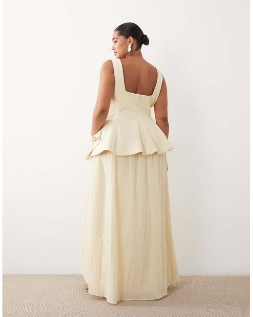 ARRANGE Natural Curve Square Neck Maxi Dress With Linear Jacquard Skirt