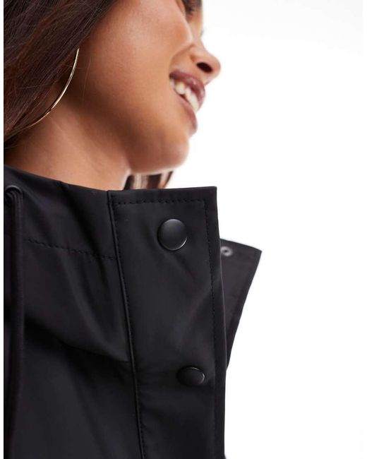 ONLY Black Hooded Raincoat