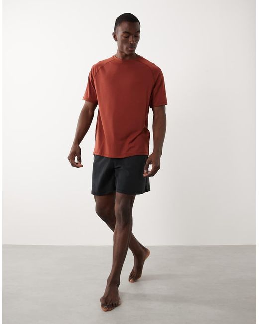 4505 Red Yoga Performance Jersey Quick Dry Boxy Oversized Training T-shirt for men