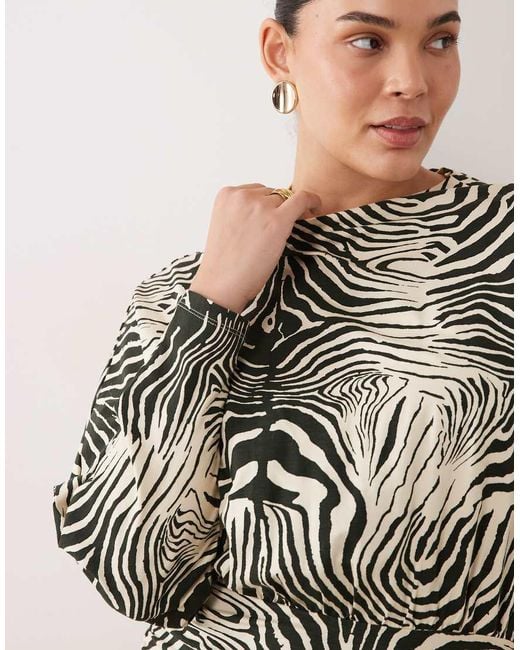 ASOS Brown Asos Design Curve Batwing Zebra Maxi Dress