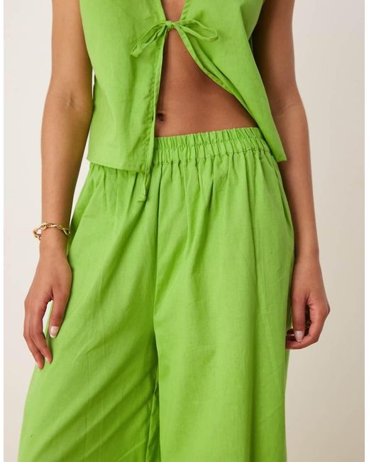 esmé studios Green Esmee Exclusive Linen Look Beach Trousers
