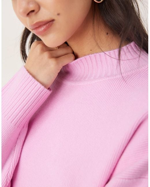 Mango Pink High Neck Jumper