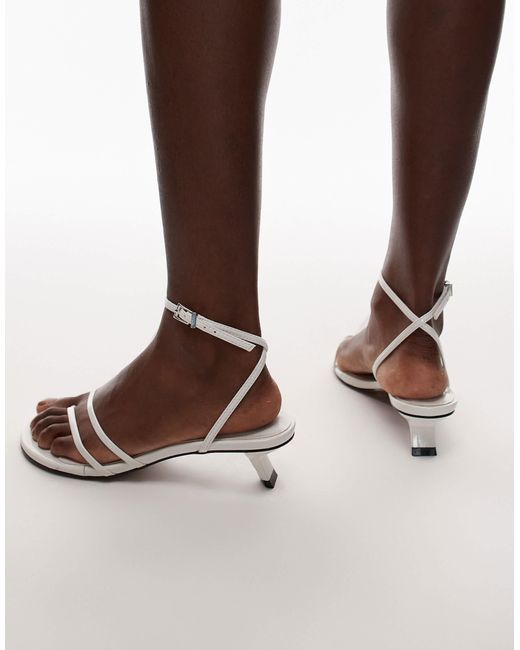 TOPSHOP Brown Isme Strappy Kitten Heel