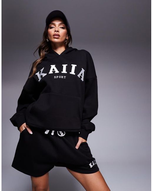 Kaiia Blue Cotton Rich Embroidered Logo Sweat Shorts